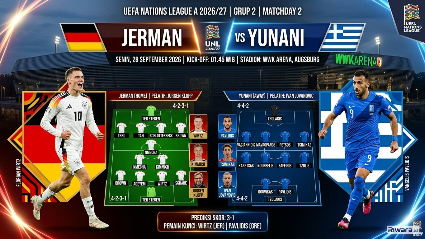 Prediksi Skor Jerman vs Yunani di UNL 2026 Malam Ini